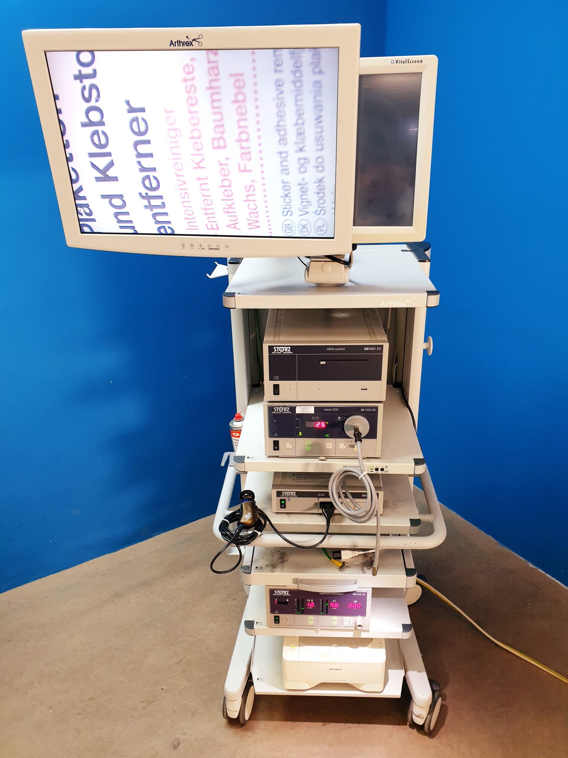 karl Storz Laparaskopie Turm / Image 1 hub 222010 20 + h3 Kamerakopf, 201330 20 Xenon 300, 264305 20Electronic Endoflator, 200961 20 Aida Control, ….