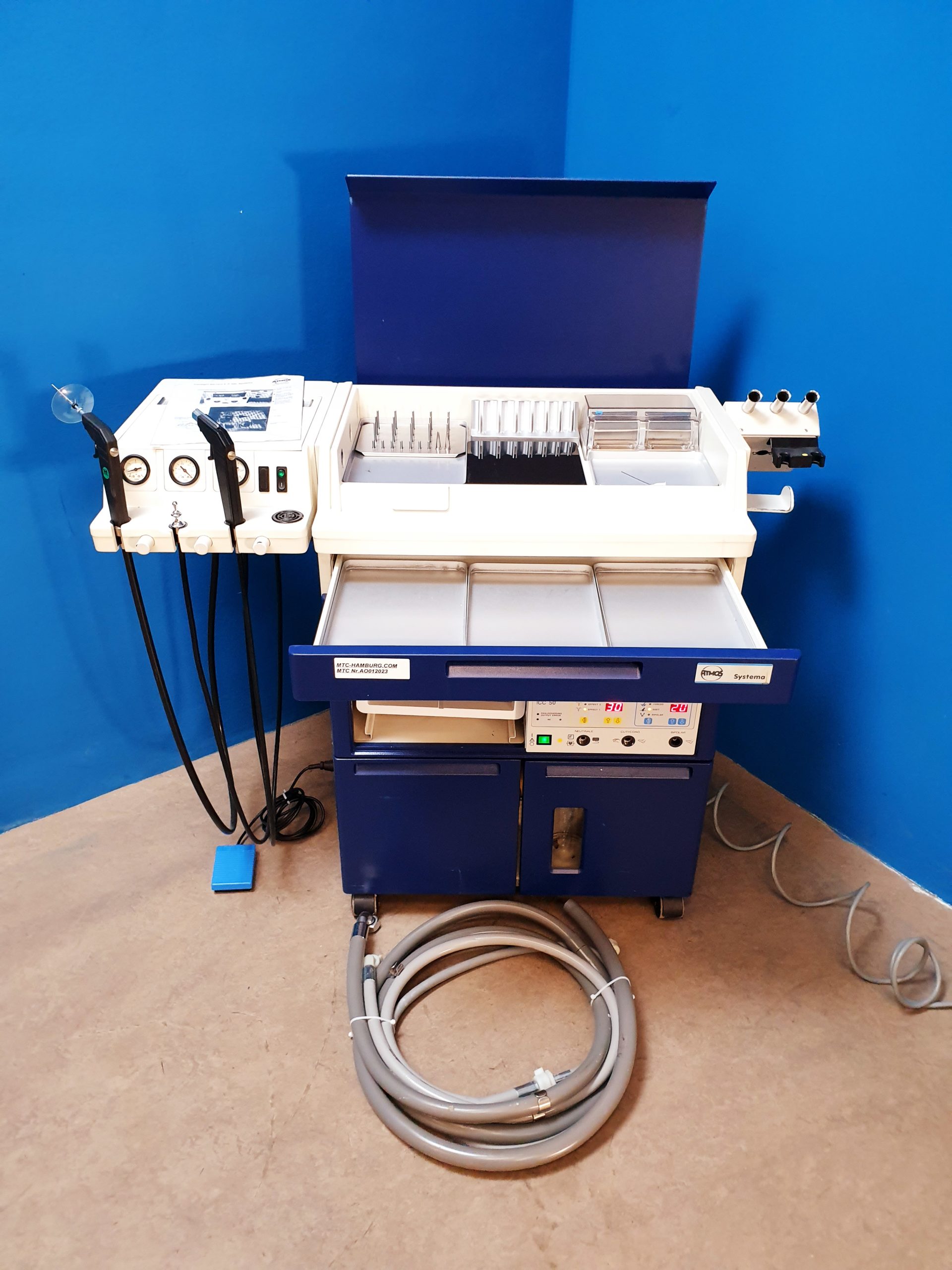 ATMOS Systema HNO Einheit HNO-Arbeitsplatz mit Erbe ICC50 HF Gerät