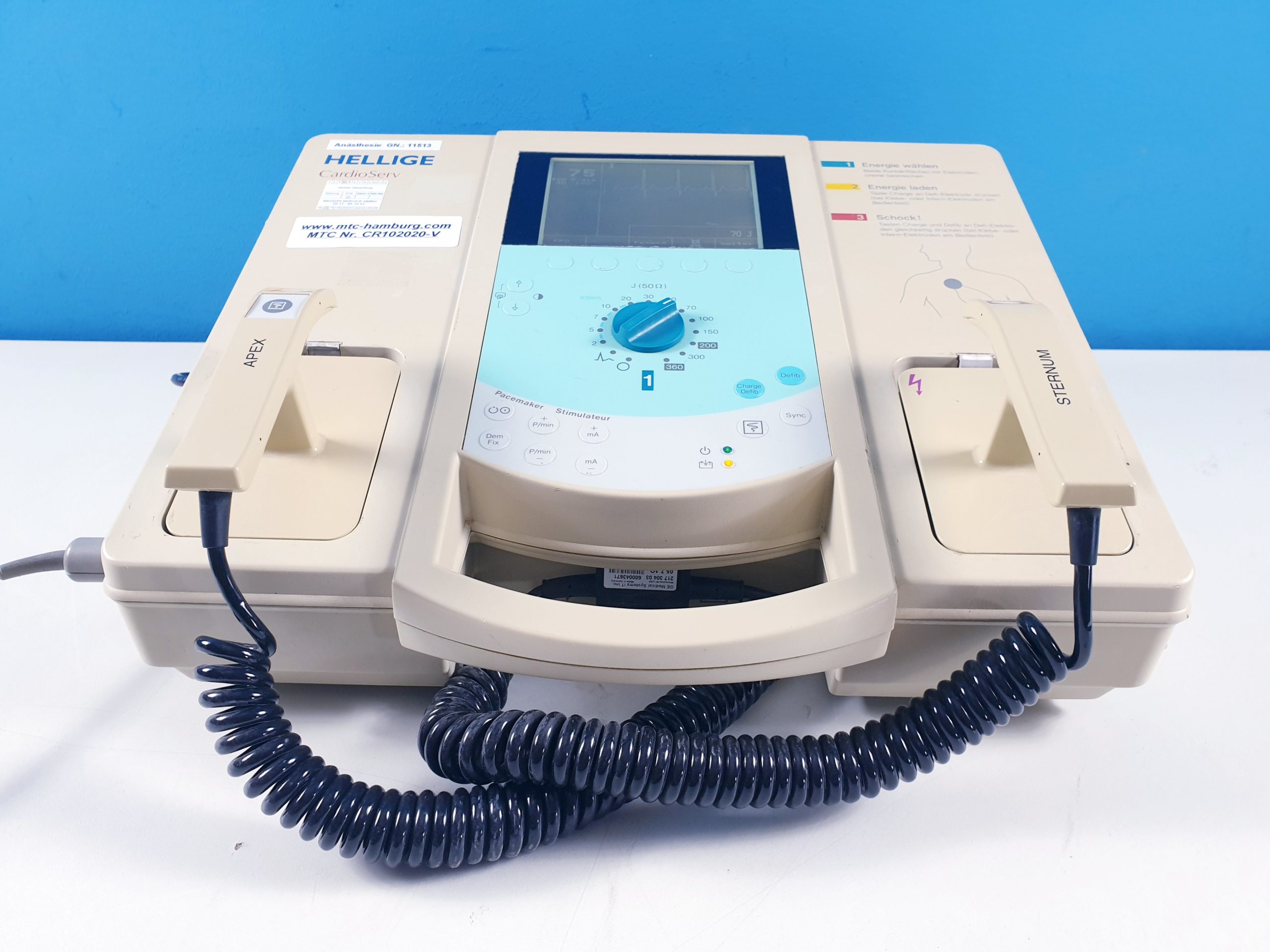 GE Hellige Cardioserv Cardio Serv Defibrillator mit EKG Kabel