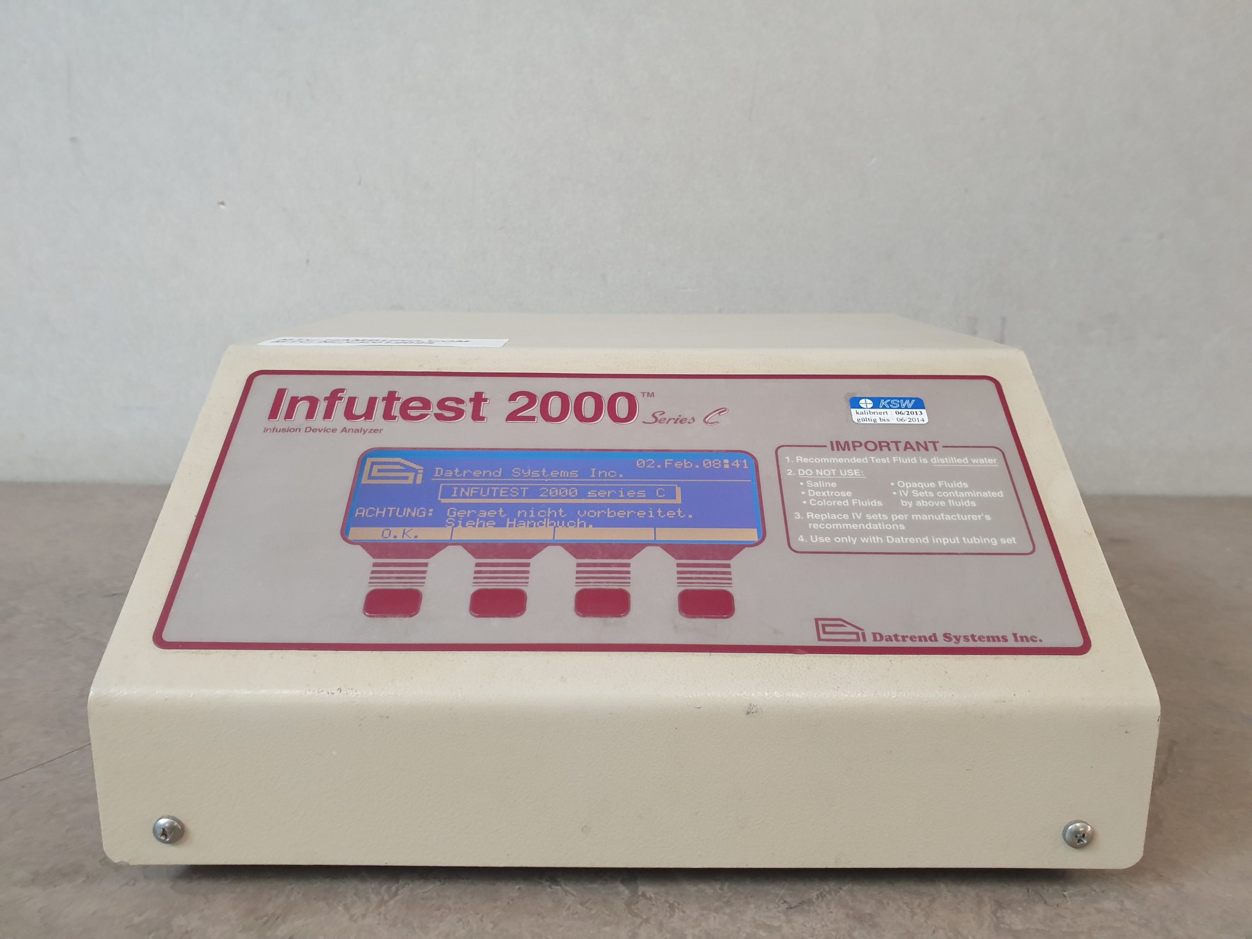 Datrend Infutest 2000 Series C Dual Channel Infusion Pump Device Analyzer