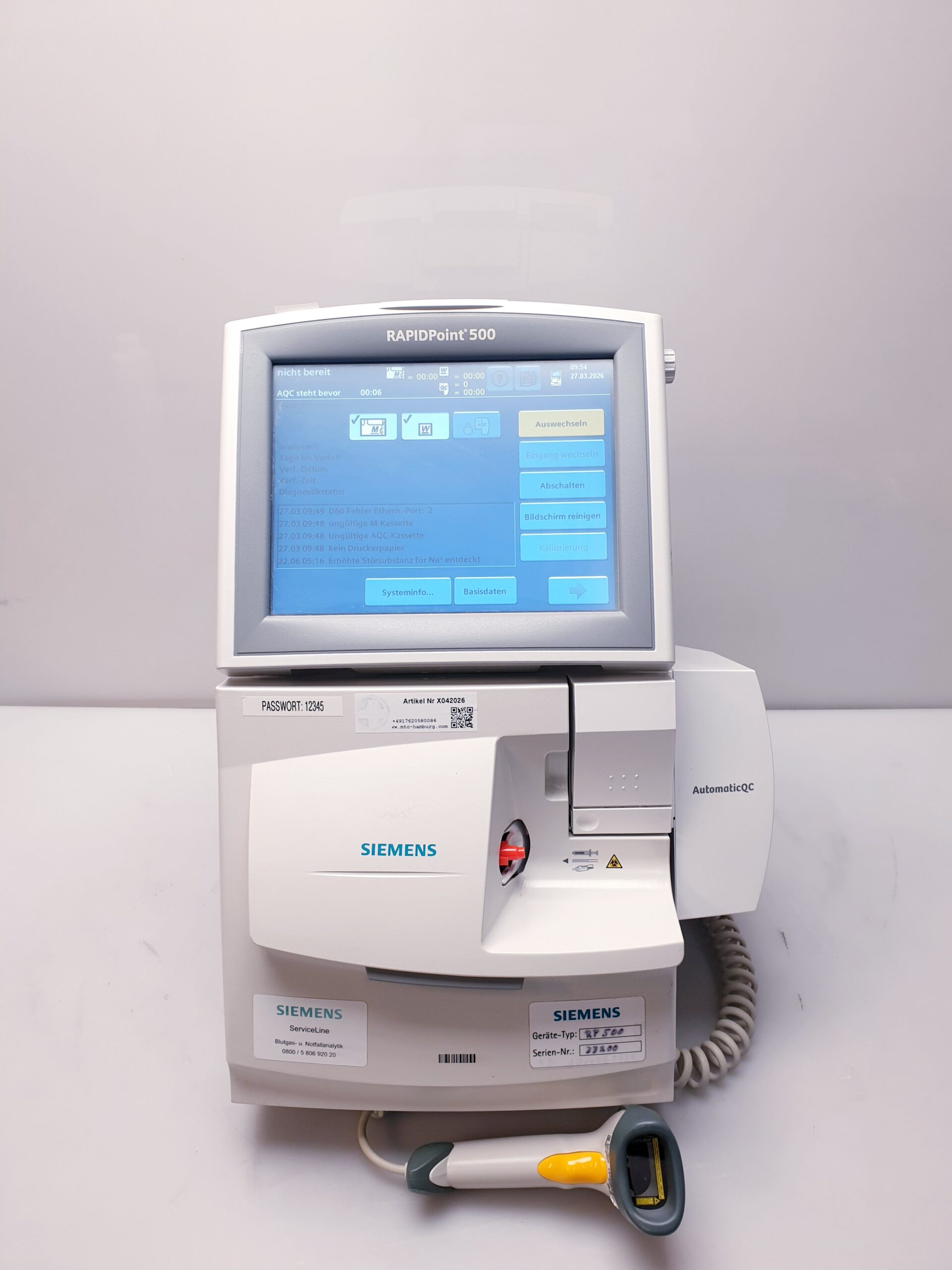SIEMENS RAPIDPOINT 500 BLUTGASANALYSESYSTEM BlutgasElektrolyt-Analysator