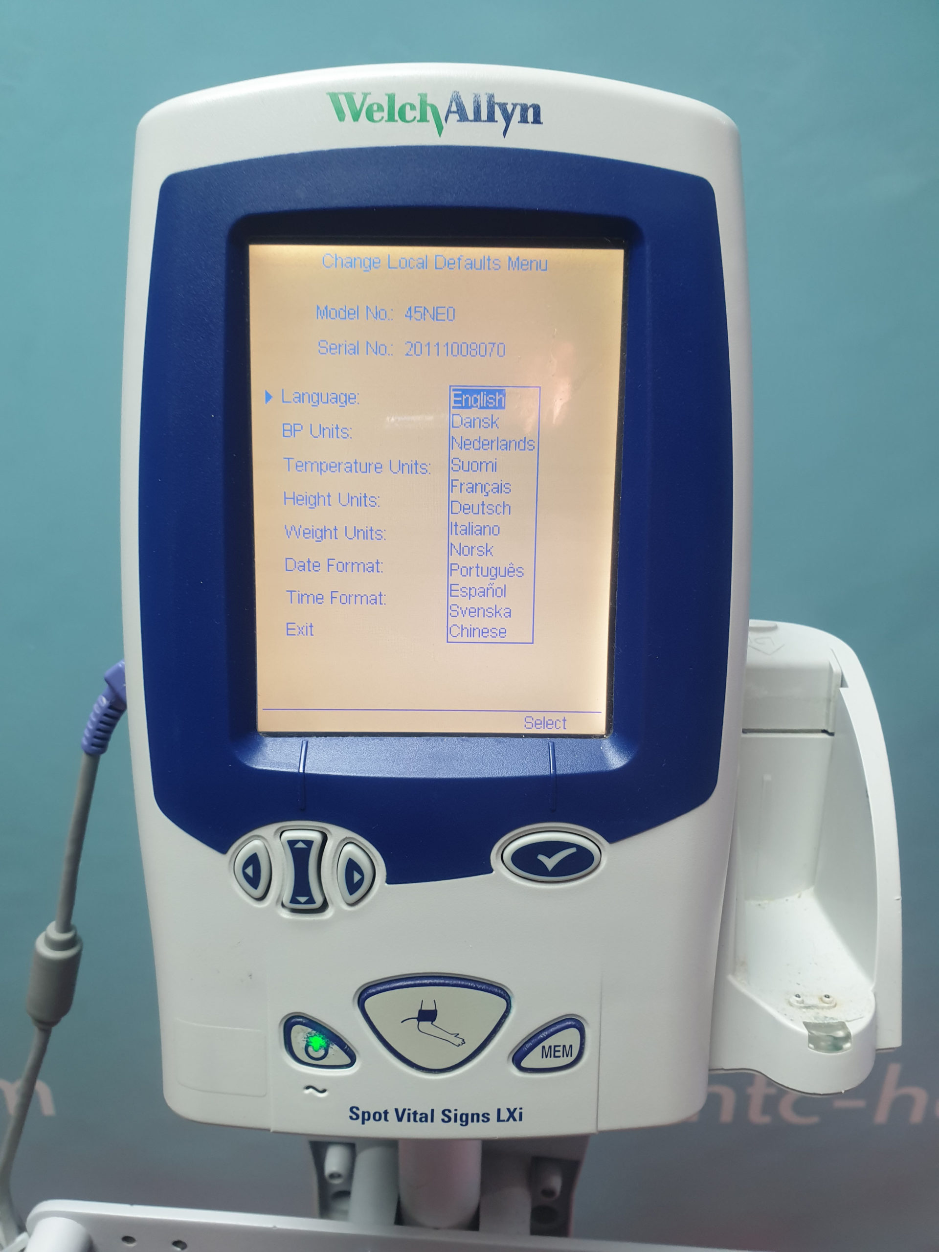 WelchAllyn Spot Vital Signs LXi 45NEO Überwachungsmonitor SpO2 + Blutdruck auf fahrbarem Gestell