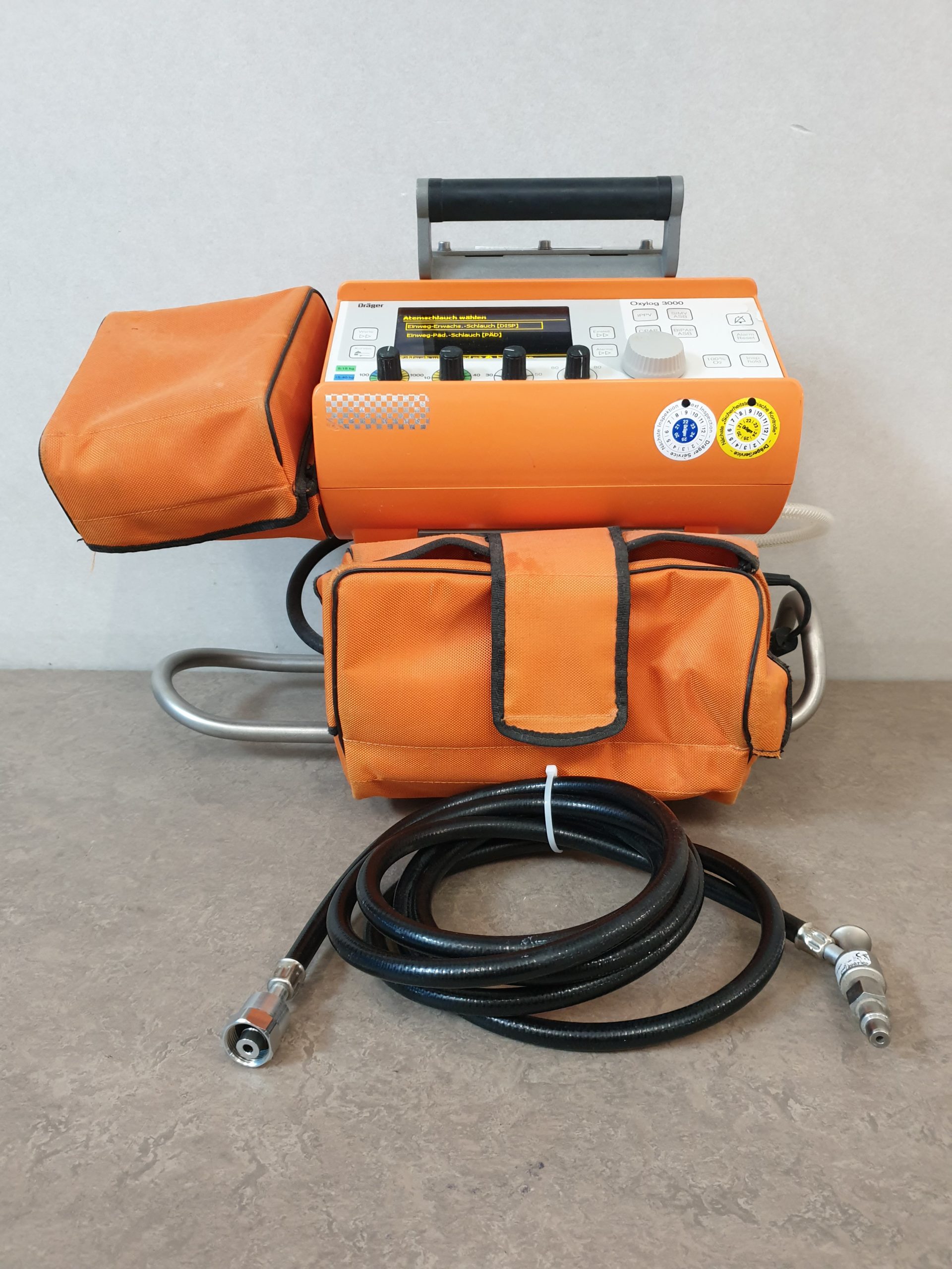 Draeger // Dräger Oxylog 3000 beatmungsgerät Softwareversion 01.24 mit Netzteil und Halterung