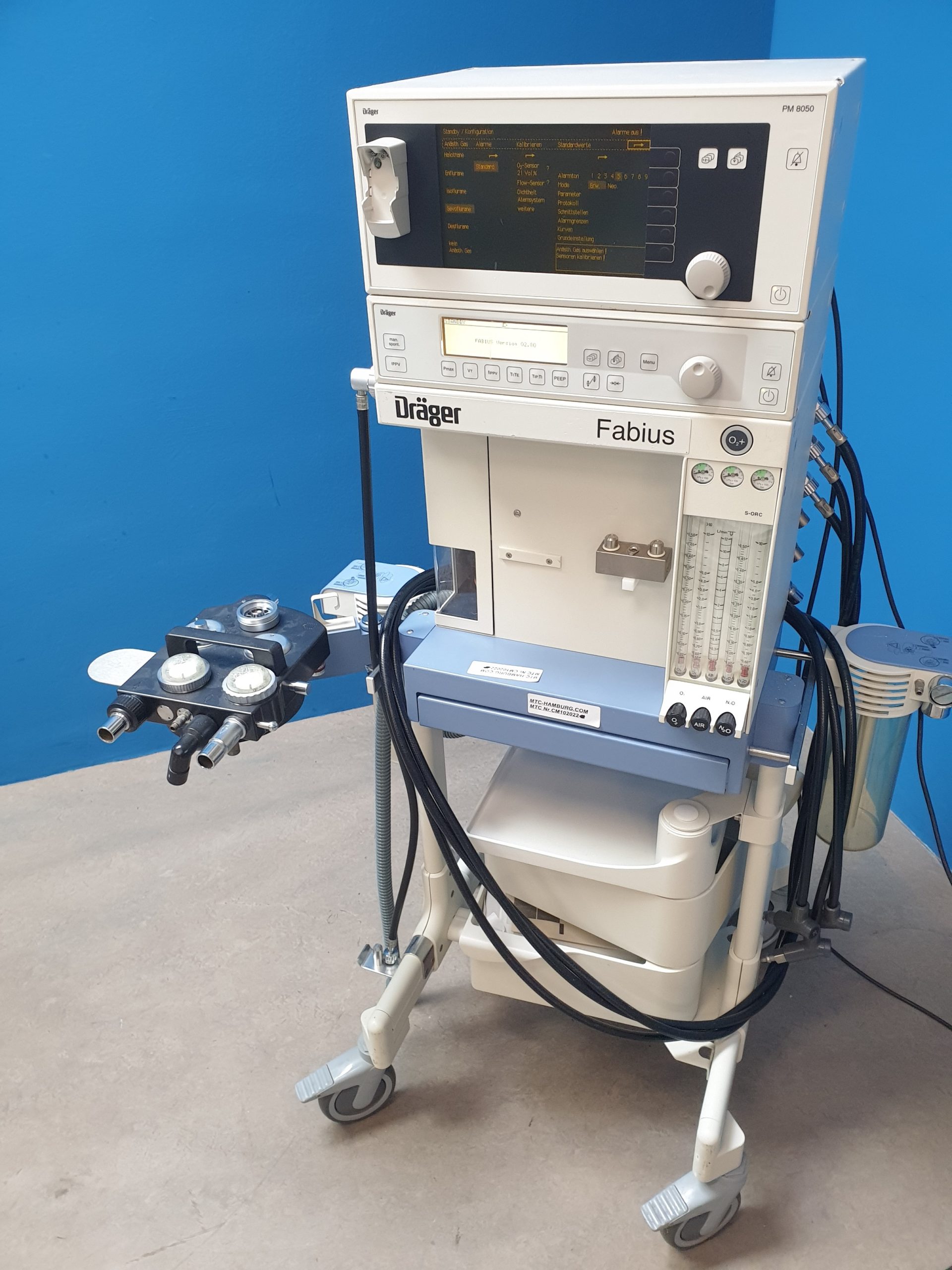 Dräger Fabius Narkosegerät mit PM 8050 Gasmonitor SW: 02.80 –