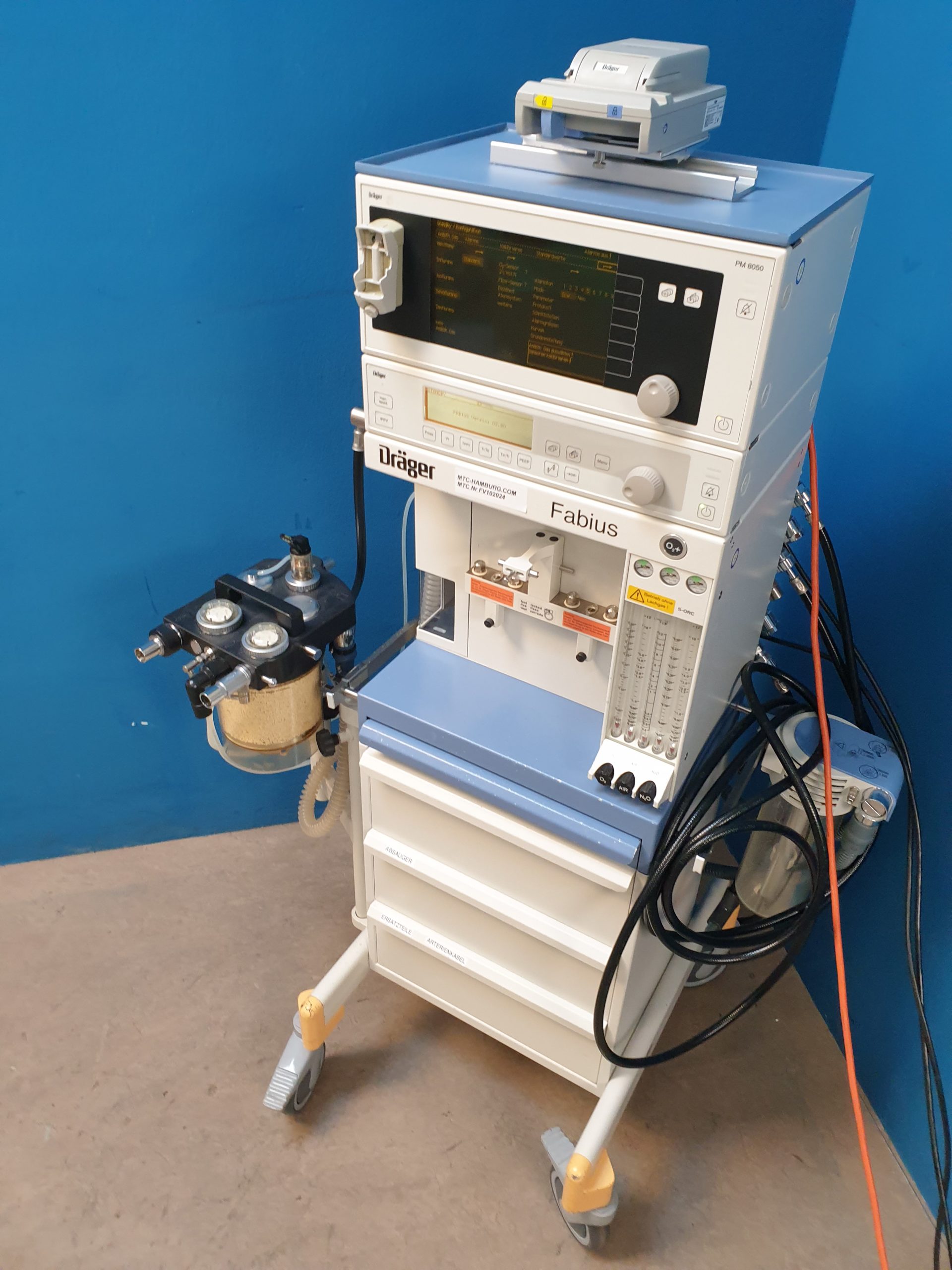 Dräger Fabius Narkosegerät mit PM 8050 Gasmonitor – FAHRBAR