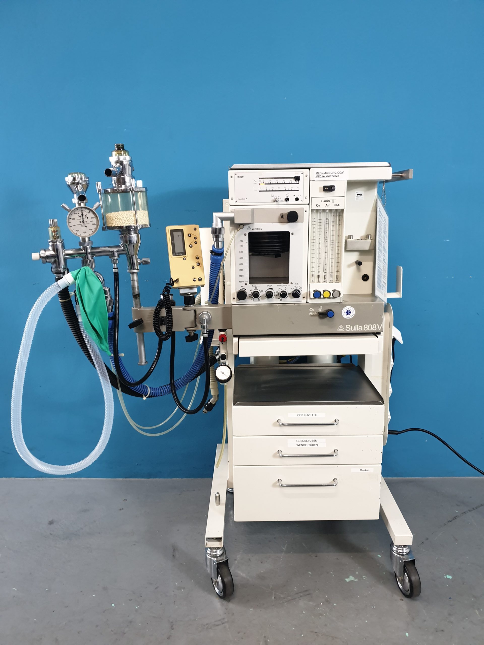 Dräger Sulla 808V // 808 V Narkosegerät, Kreisteil, Ventilog 2, Barolog, Spirolog, Oxisat2