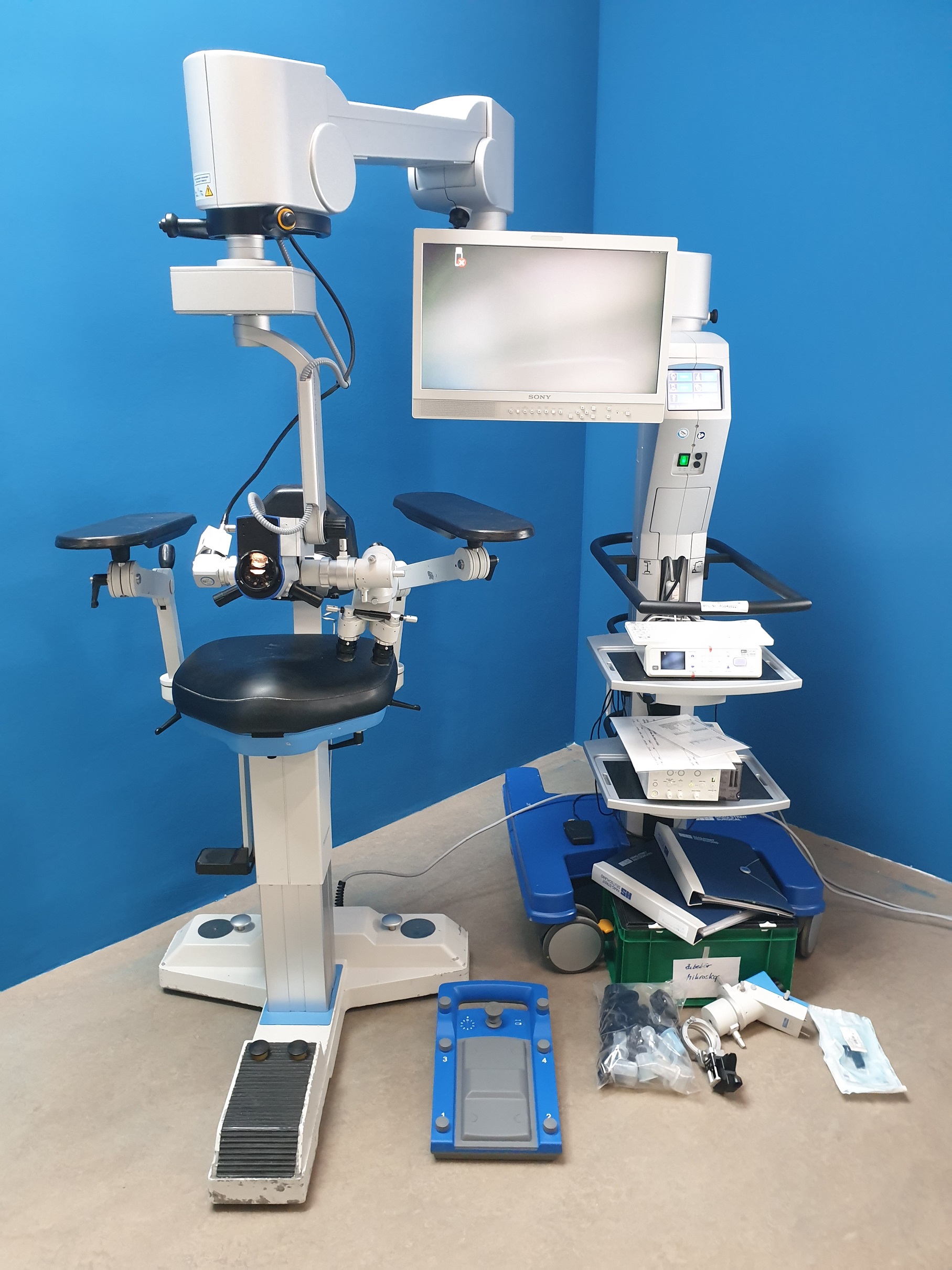 HAAG STREIT HS ALLEGRA 900 uaf FS2-21 Stativ Sony HD Bildübertragung // Medicap USB300 Bild dokumentation DOM 2016 // Behandlungsstuhl 623-102 // Fusspedal