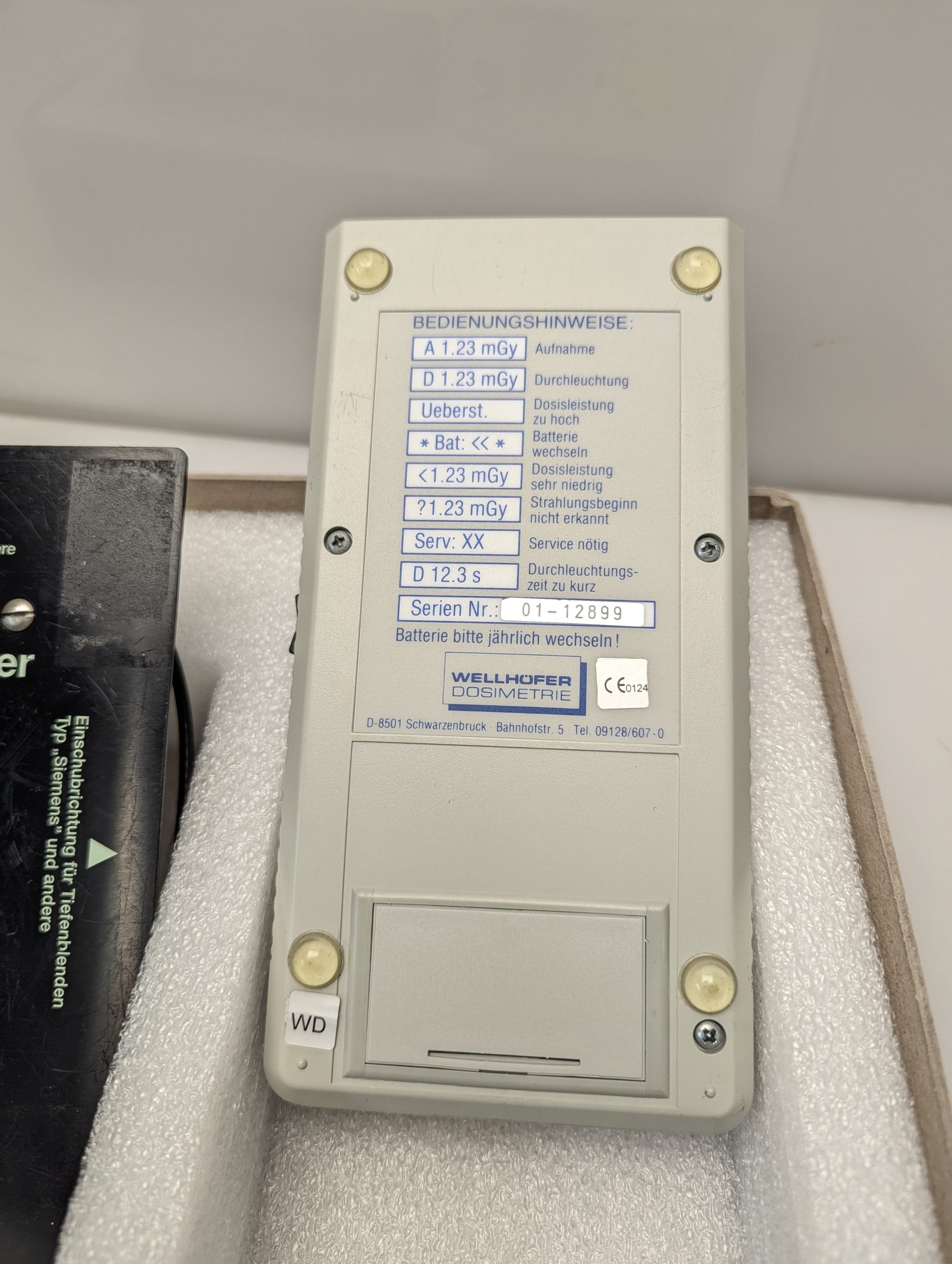 WELLHÖFER Dosimeter WD10 C + Platte Dosimeter Konstanzprüfung