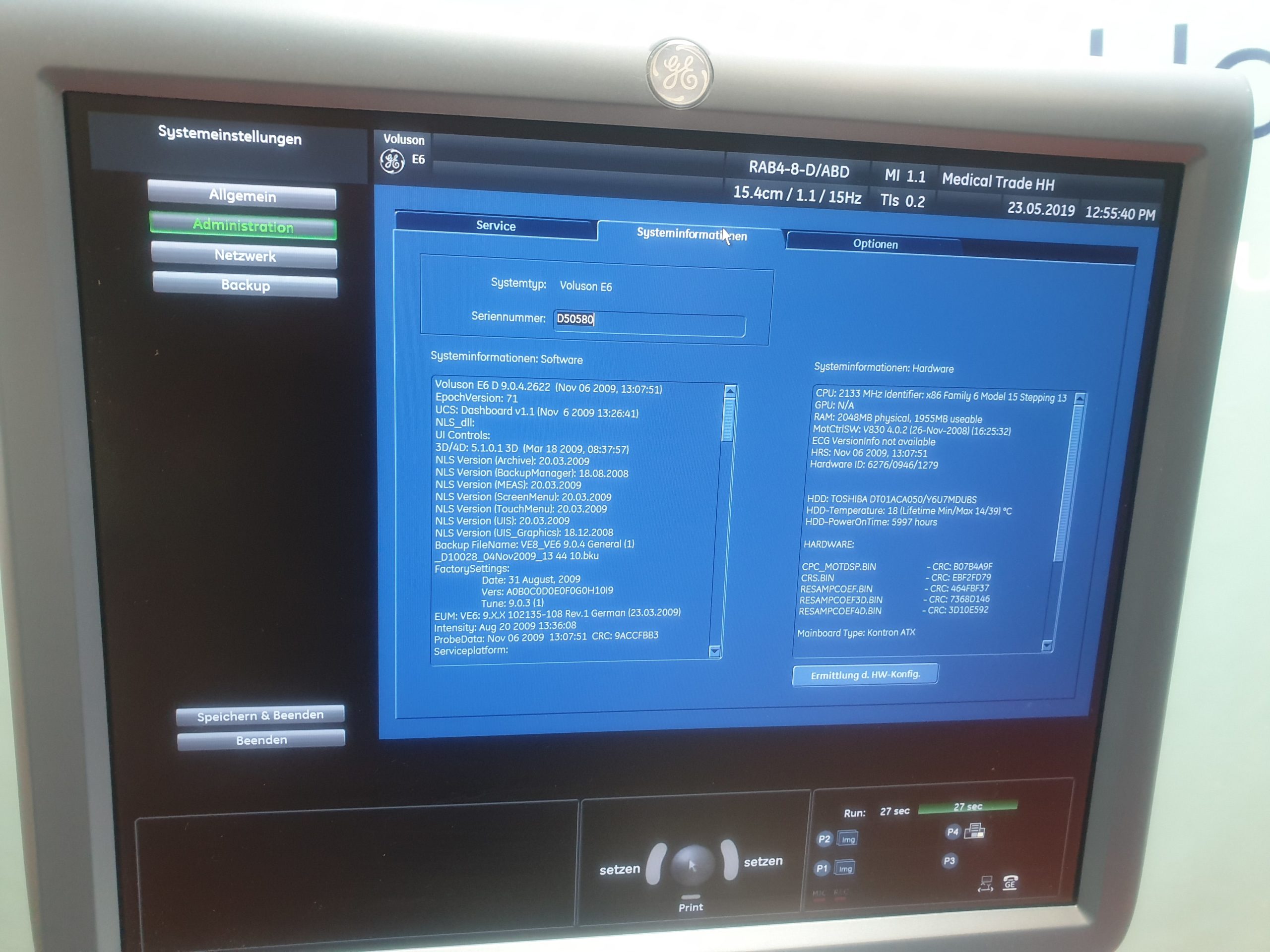 GE Voluson E6 3D/4D Linear Vaginal Sonden sind dabei